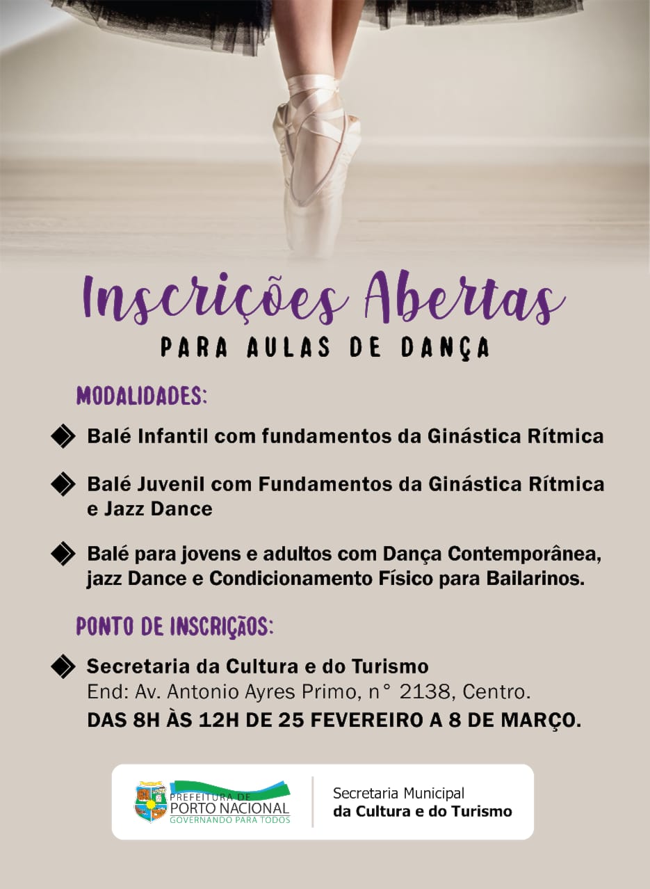 Prefeitura de Porto Nacional abre inscrições para aulas de dança gratuitas
